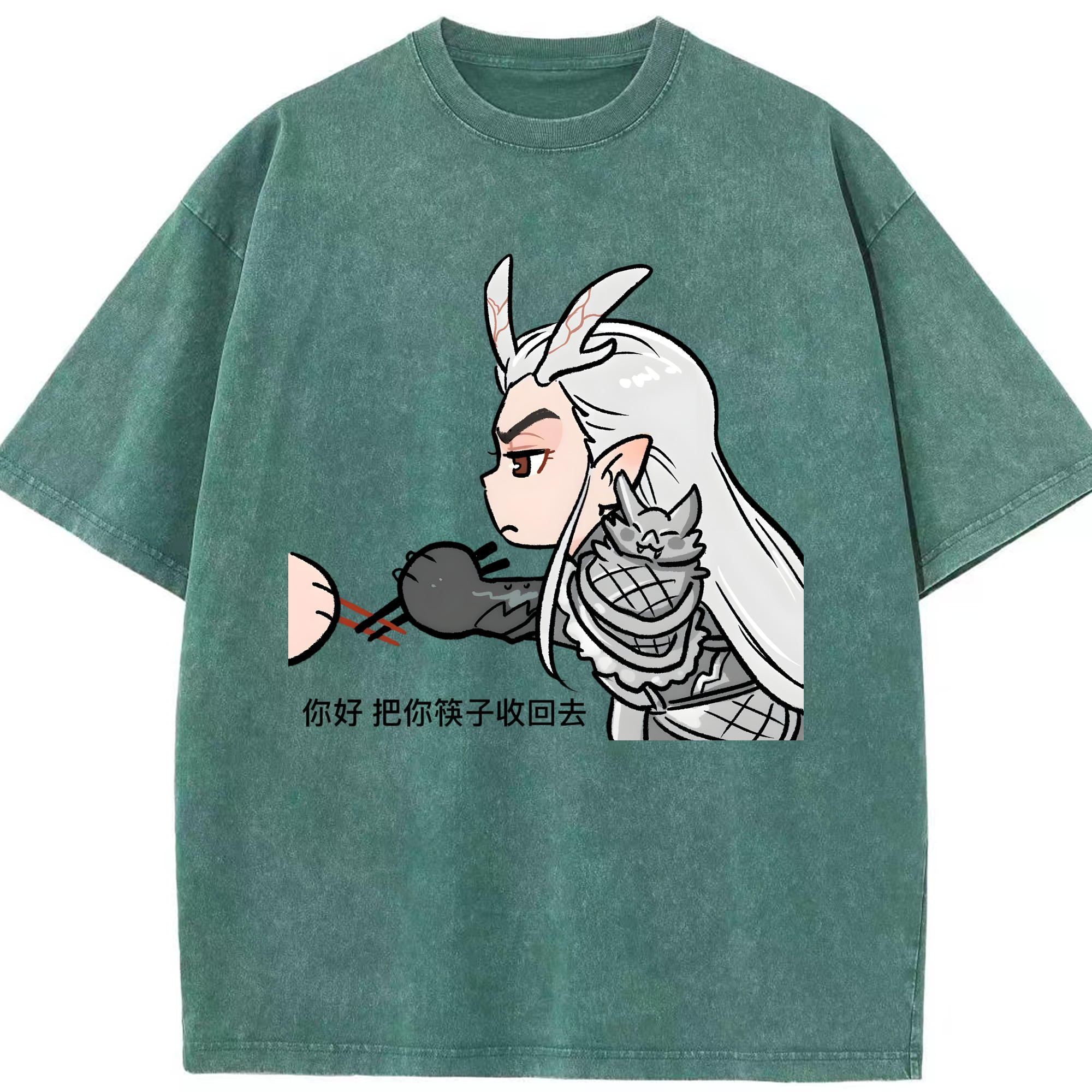 （画像用） Ne Zha 2 ナタ 魔童の大暴れ 綿100% ヴィンテージ風 半袖Tシャツ（フロントプリント）